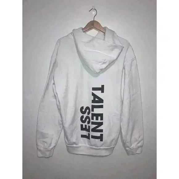 Talentless Less Talent Logo Hoodie White Women’s Size L - Picture 4 of 9